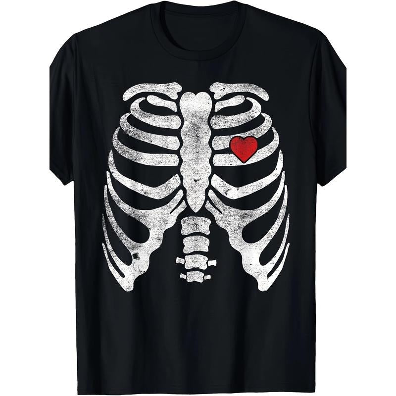 Heart Rib Cage  Adult Funny Halloween Skeleton T-Shirt made in usa Hoodie, Sweatshirt | TeeBloomCo.com