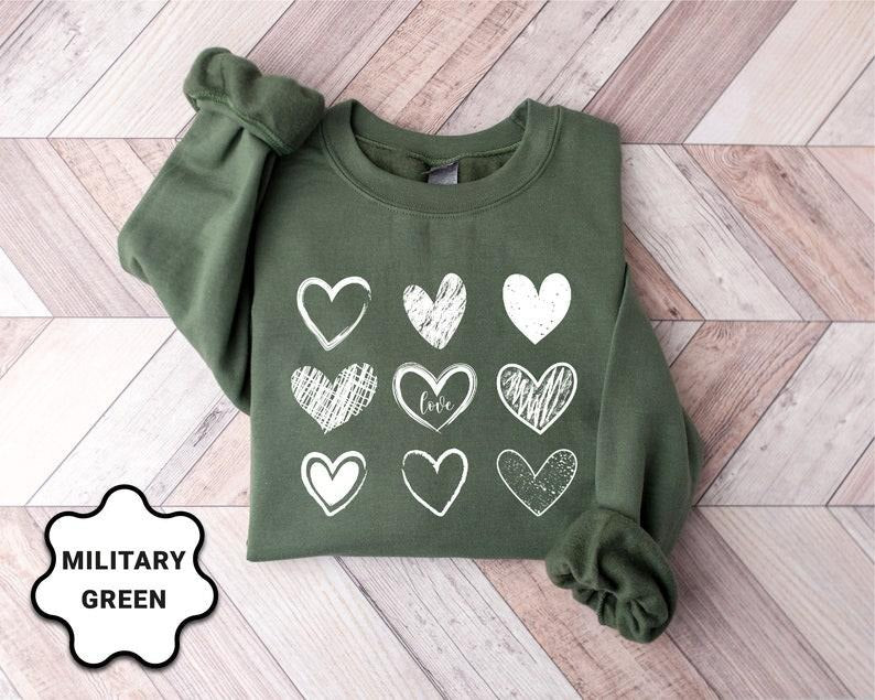 Hearts Sweatshirt, Cute Valentine Sweatshirt, Teacher Valentine Sweatshirt, Love Sweatshirt, Valentines Day  Hoodie and...