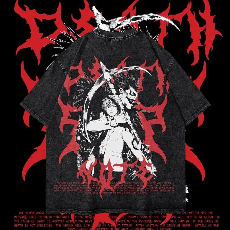 Heavy Oversized Dyenomite Mineral Wash Unisex Anime T-Shirt, Streetwear & Gym Style Ryuk Cotton Menswear Hoodie, Sweatshirt
