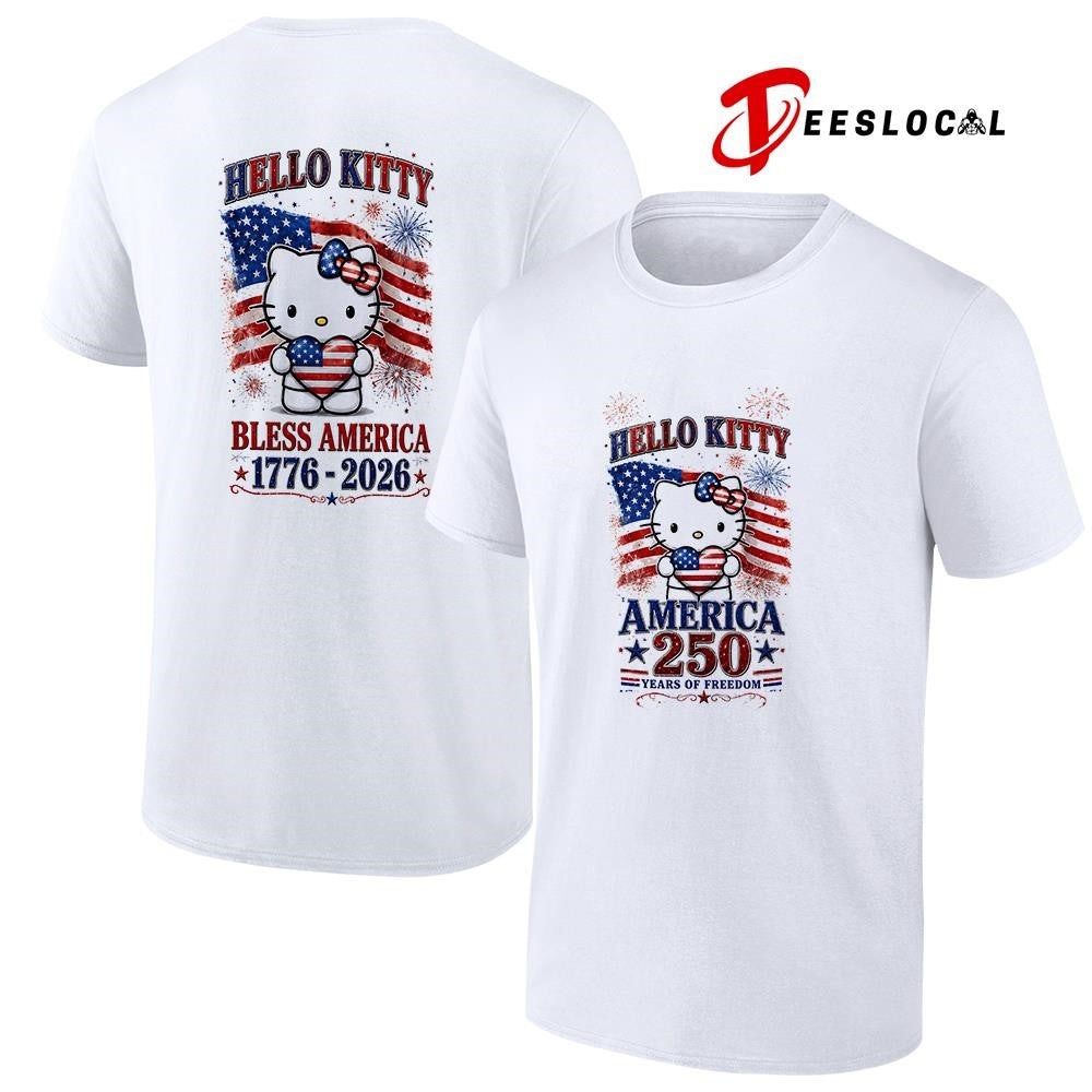 Hello Kitty America 250 years of freedom bless America graphic shirt