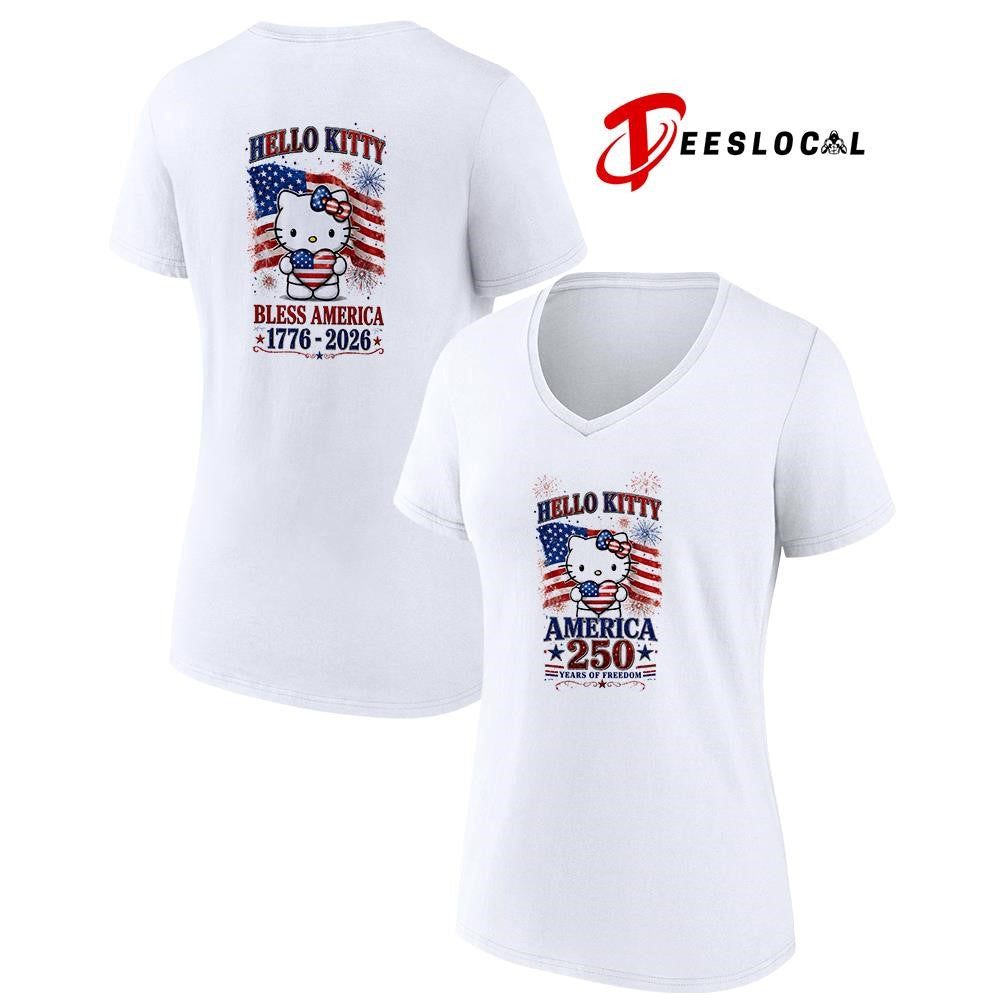 Hello Kitty America 250 years of freedom bless America graphic shirt