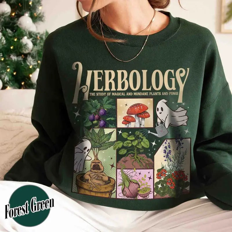 Herbology Plants Sweatshirt, Gardening Shirt, Cute Ghost Shirt, Halloween Plant Shirt, Halloween Mom Shirt, Ghost...