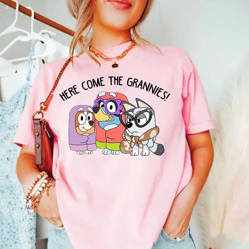 Here Come The Grannies Sweatshirt, Bluey Sweater, Bluey And Bingo Shirt, Bluey T-Shirt, Bluey Shirt, Bluey Grandma Gift,...
