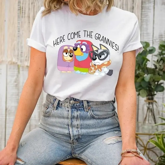 Here Come The Grannies T-shirt, Funny Bluey Shirt, Rita Shirt, Bingo Shirt Hoodie, Sweatshirt | TeeBloomCo.com