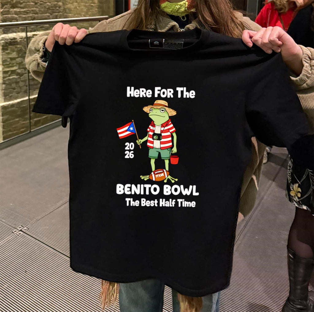 Here For The 2026 Benito Bowl Frog Flag Football Graphic shirt