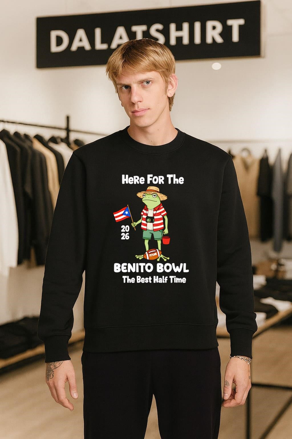 Here For The 2026 Benito Bowl Frog Flag Football Graphic shirt
