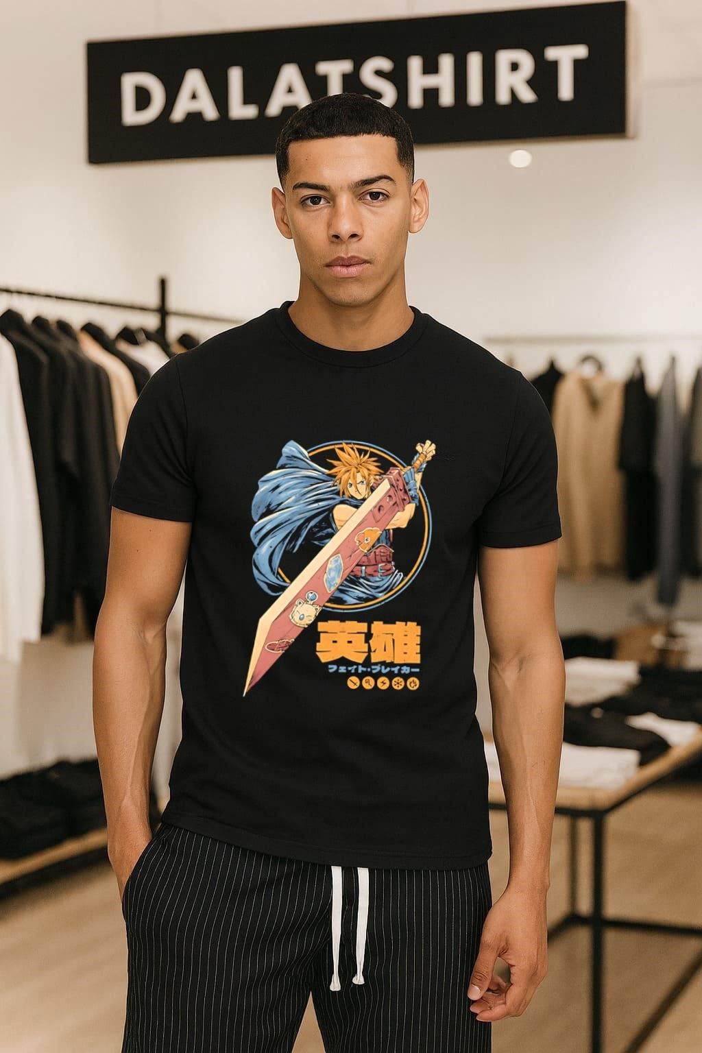 Hero Cloud Strife Buster Sword Anime Final Fantasy Video Game shirt