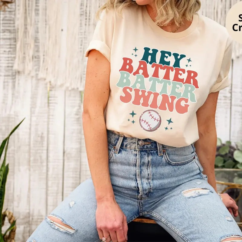 Hey Batter Swing Tee, Baseball Shirt, Baseball Game Tee, Ballpark Shirt, Baseball Mom Shirt, Baseball Season Tee,...