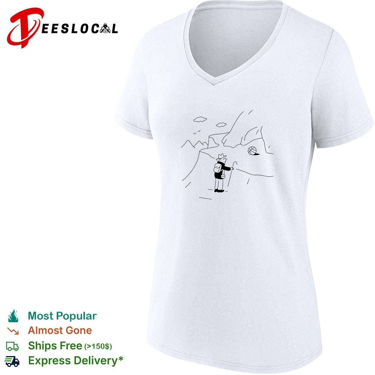 Hiker finding a basketball in the mountains shirt