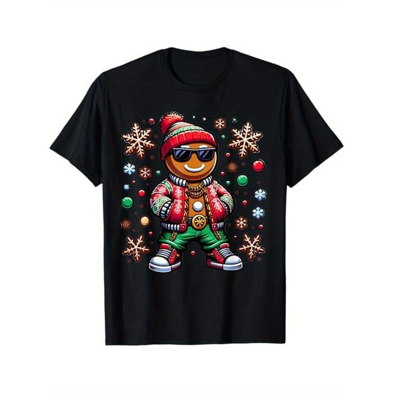 Hip Hop Gingerbread Man X-Mas Funny Christmas Mens T-Shirt, 100% Cotton, Gifts for Men Dad Husband Grandpa, S-XXXL, Black...