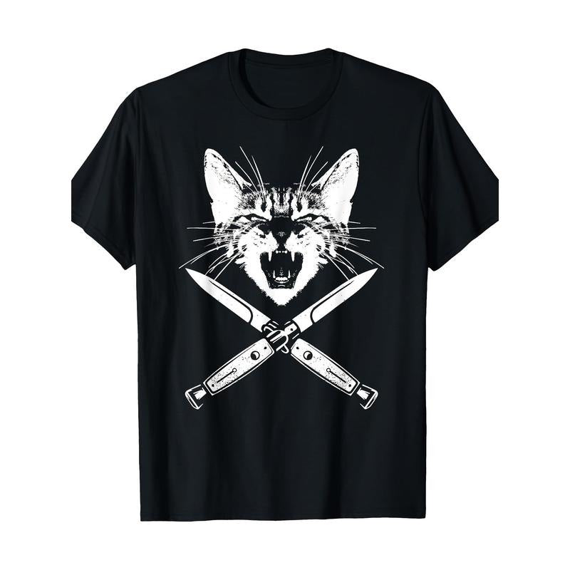 Hissing Cat with Cross Spring Kitten Paw T-shirt- 220g  made in usa Hoodie, Sweatshirt | TeeBloomCo.com