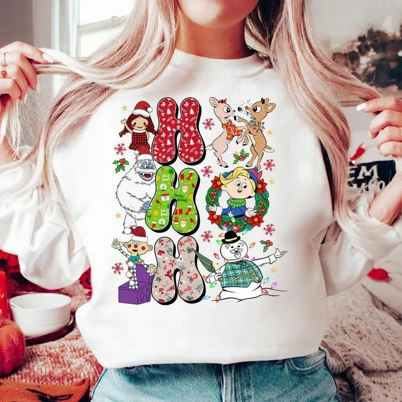 Ho Ho Ho Rudolph The Red Nosed Reindeer Christmas Shirt, Christmas Movie Shirt, Snowman Christmas Shirt, Reindeer...
