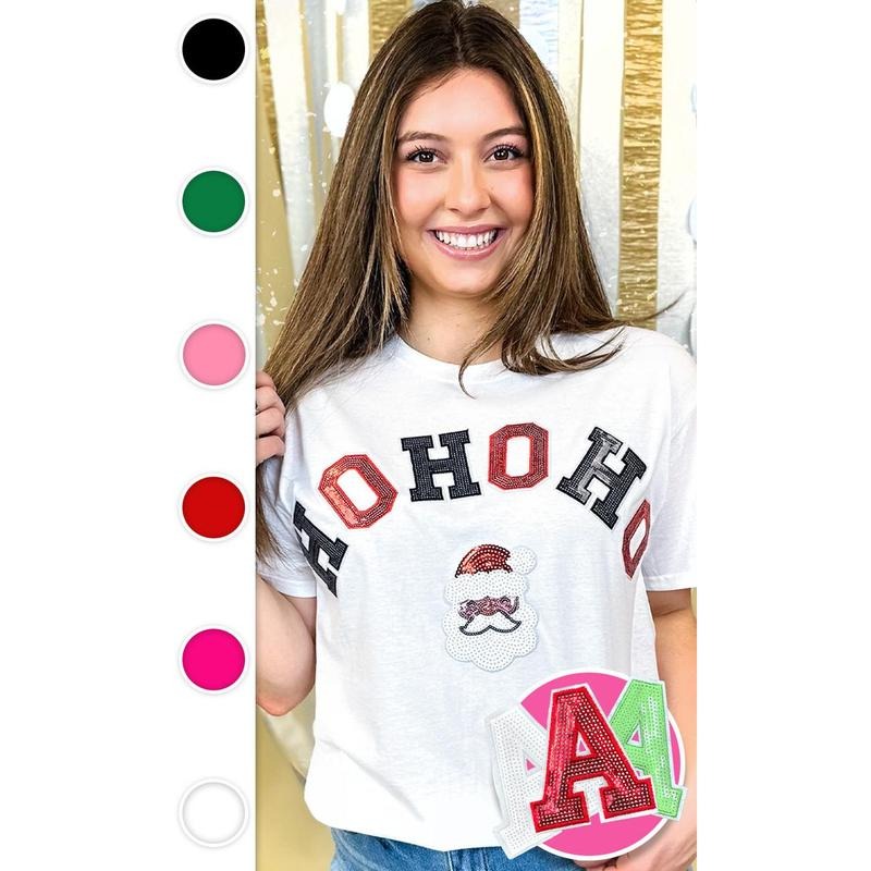 Ho Ho Ho Santa Sequin Graphic T-Shirt Hoodie, Sweatshirt | TeeBloomCo.com