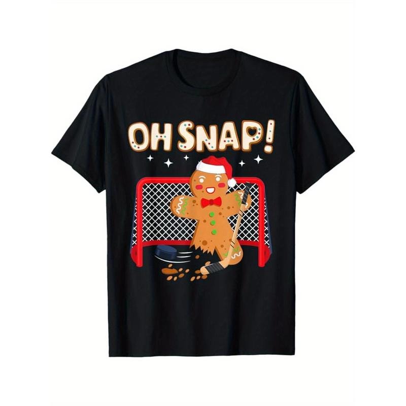 Hockey Goalie Funny Christmas Gingerbread Man Oh Snap Cookie T-Shirt, 100% Cotton, Gifts for Men Dad Husband Grandpa,...