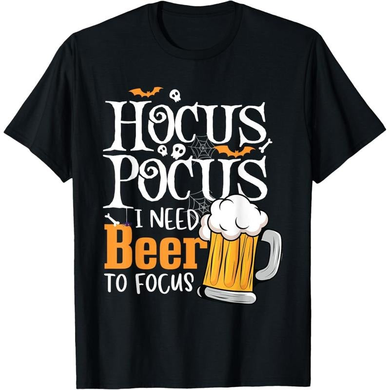 Hocus Pocus I Need Beer To Focus Funny Beer Halloween T-Shirt  made in us Hoodie, Sweatshirt | TeeBloomCo.com