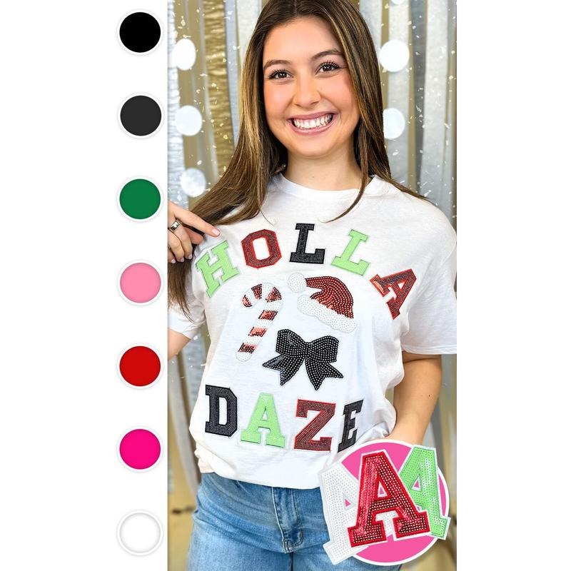 Holla Daze Sequin Graphic T-Shirt Hoodie, Sweatshirt | TeeBloomCo.com
