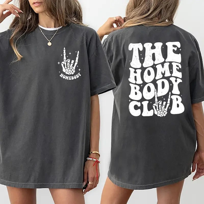 Homebody Club Shirt, Anti Society Introvert T-shirt, Staying Home Retro Funny Women Shirt Gift For Her, Women's Tops...