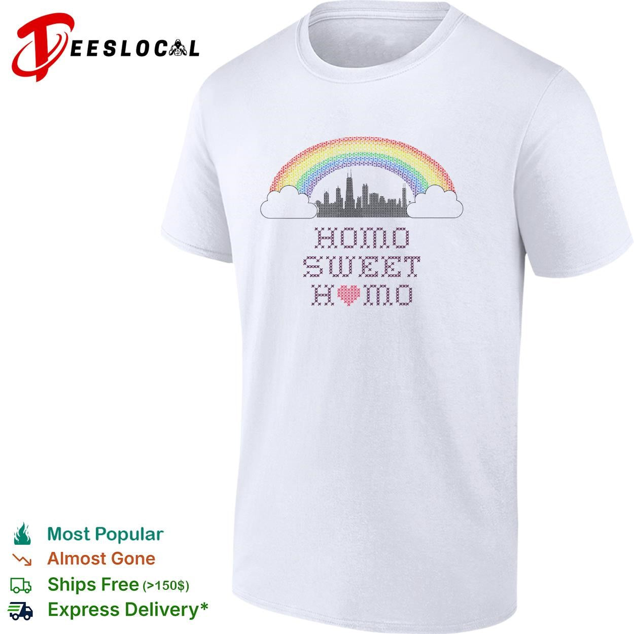 Homo sweet home rainbow pride city skyline LGBTQ graphic shirt