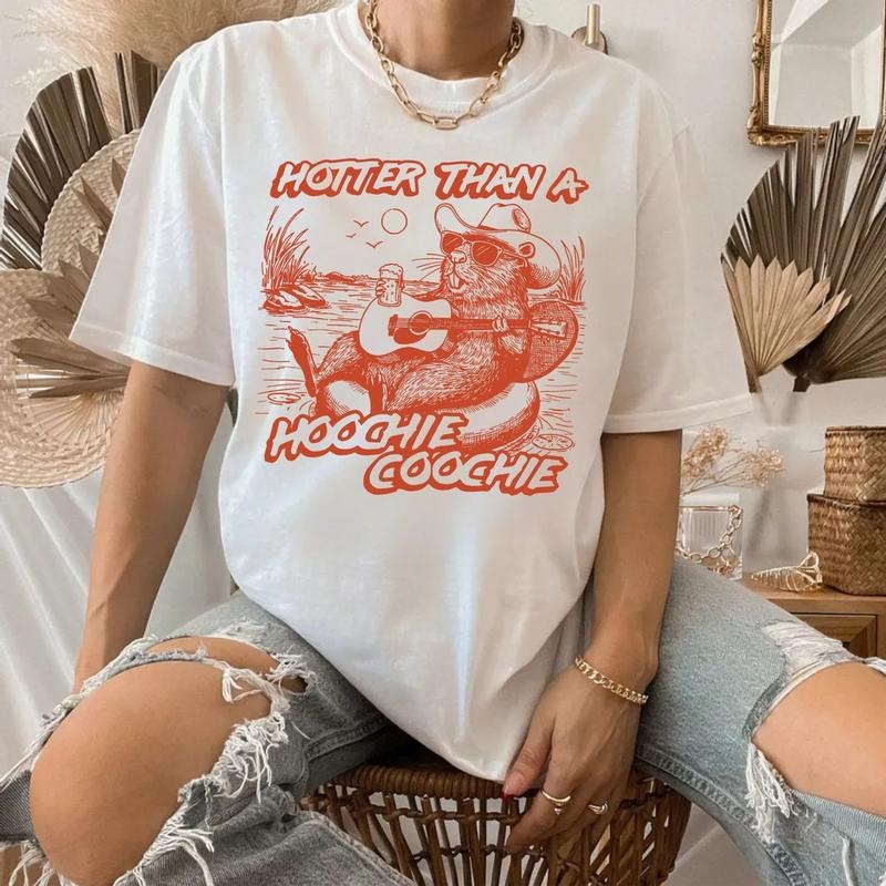 Hoochie Coochie Shirt Hotter Than A Hoochie Coochie TShirt 90s Country Music Shirt For Women Ladies Cute Beaver Shirt...