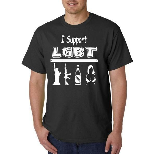 I Support LGBT - Liberty Guns Beer T*ts T-Shirt / Hoodie - Sarcastic Adult Humor made in usa Sweatshirt | TeeBloomCo.com
