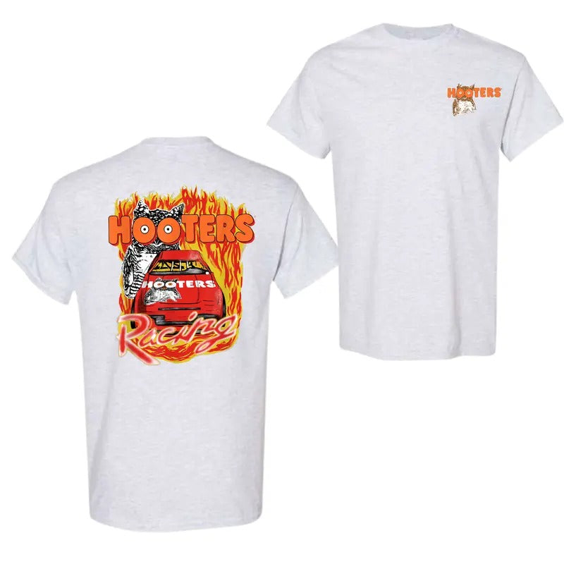 Hooters Adult Classic Fit Racing Flames T-Shirt, For Men, For Women Hoodie, Sweatshirt | TeeBloomCo.com