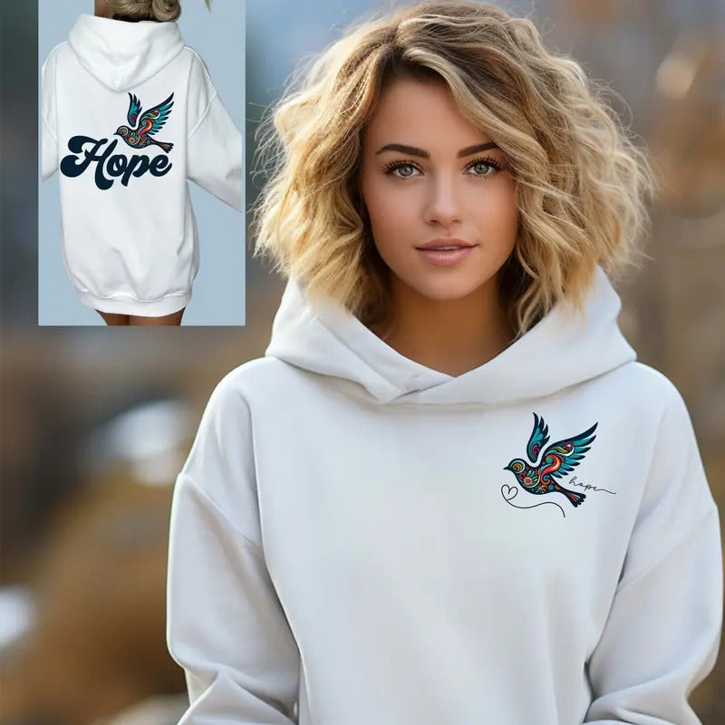 Hope 2-sided Hoodie, Inspirational Hoodie, Bohemian Sweatshirt, Spiritual Hoodie, Boho Hoodie, Christian Hoodie, Soul...