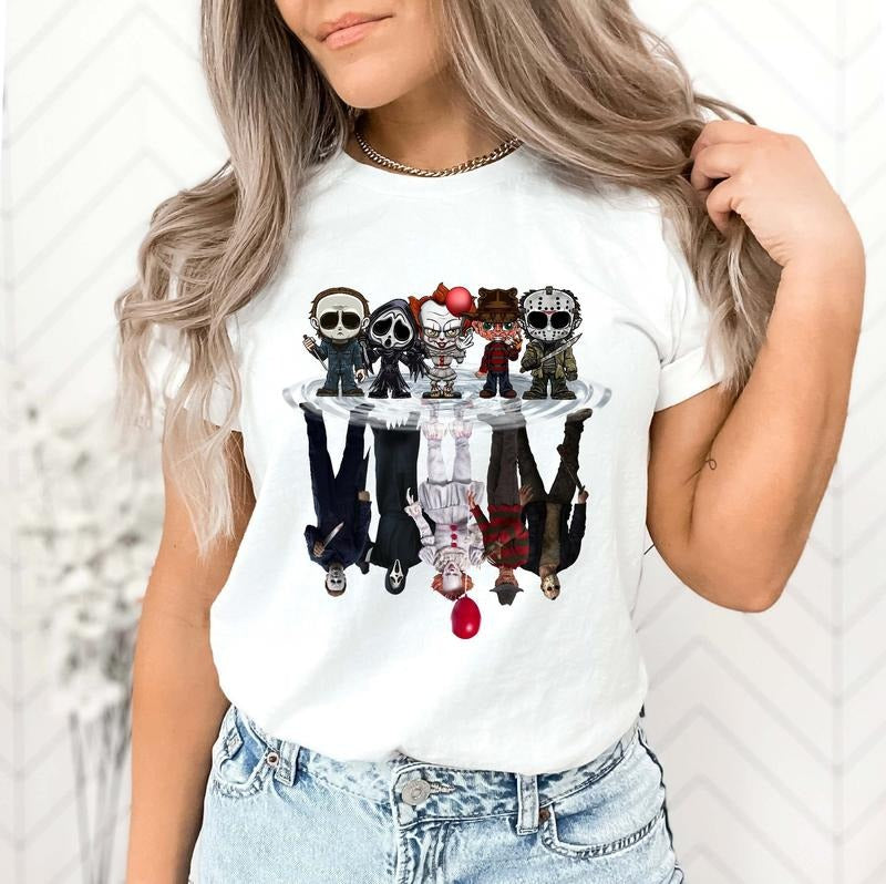 Horror Characters Friends Shirt, Halloween Horror Movie T-shirt, Friends Halloween Tee, Horror Movie Characters...