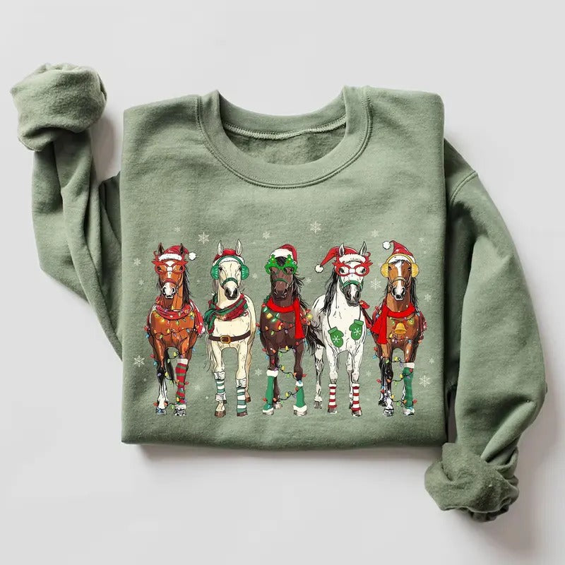 Horse Chistmas Shirt, Horse Lover Shirt, Western Christmas Shirt, Cute Christmas Shirt, Horse Women Christmas Shirt,...