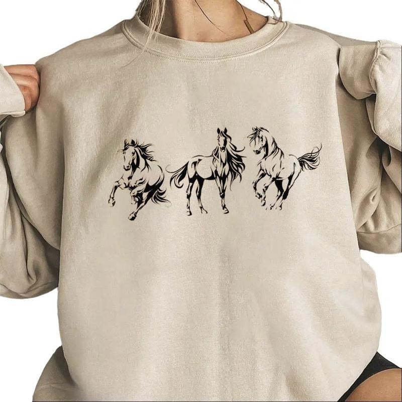 Horse Lover Sweatshirt, Gift Animal Lover T-shirt Country Girl Hoodie Unisex Farm Girl Cotton Womenswear | TeeBloomCo.com