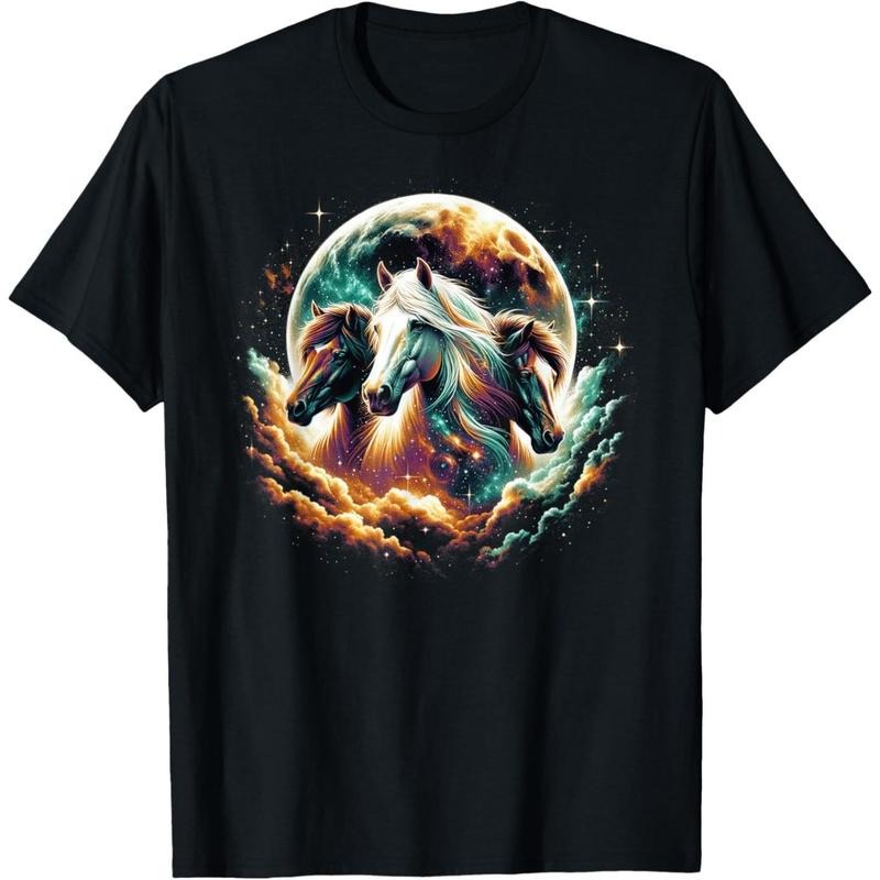 Horse Shirts For Women Teen Girls Horses Moon Graphic T-Shirt made in usa Hoodie, Sweatshirt | TeeBloomCo.com