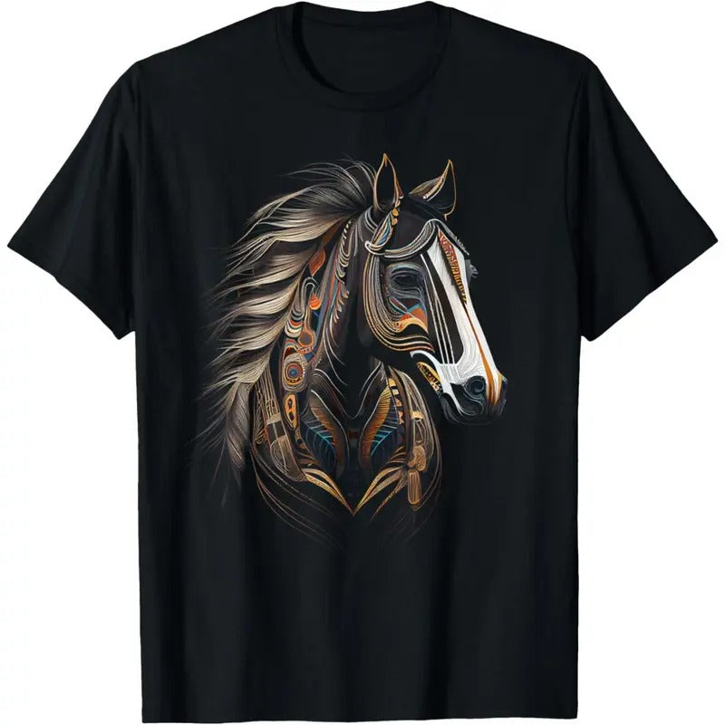 Horse Tribal Abstract Art Native American Graphic T-Shirt made in usa Hoodie, Sweatshirt | TeeBloomCo.com