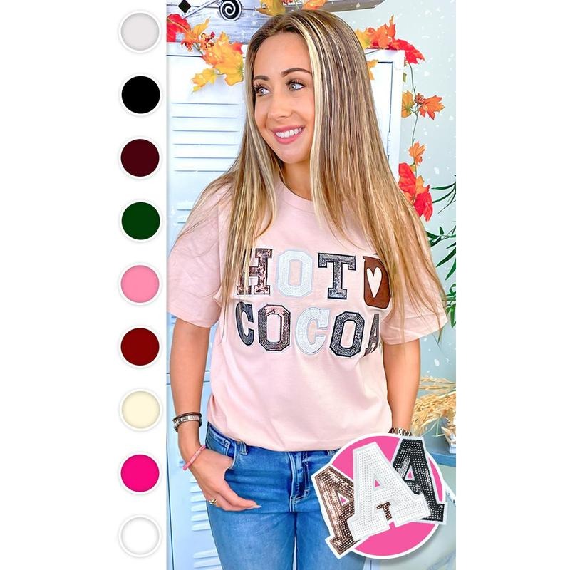Hot Cocoa Sequin Graphic T-Shirt Hoodie, Sweatshirt | TeeBloomCo.com