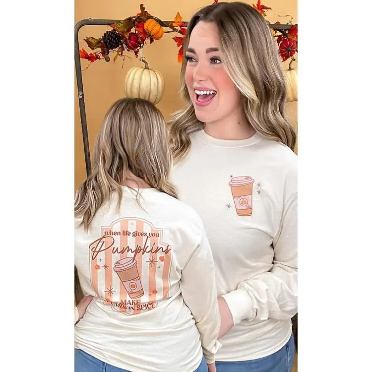 Hot Coffee Pumpkin Spice Graphic Long Sleeve T-Shirt Hoodie, Sweatshirt | TeeBloomCo.com