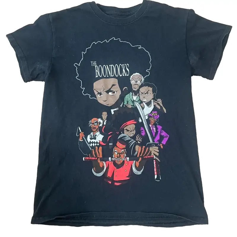 Hot Vintage Black Boondocks T-shirt Tee - Vintage Rap Tee for Men - Men's Top