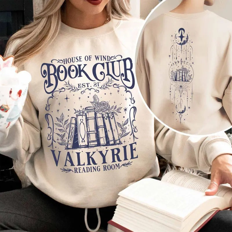 House of Wind Book Club Sweatshirt, Valkyrie Reading Room Hoodie, Night Court Sjm, Acotar Book Club, Book Lover Gift,...
