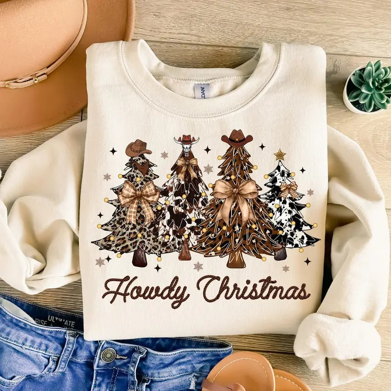 Howdy Christmas Shirt, Western Christmas Shirt, Retro Christmas Tree Shirt, Cowboy Christmas Shirt, Christmas Cowgirl,...