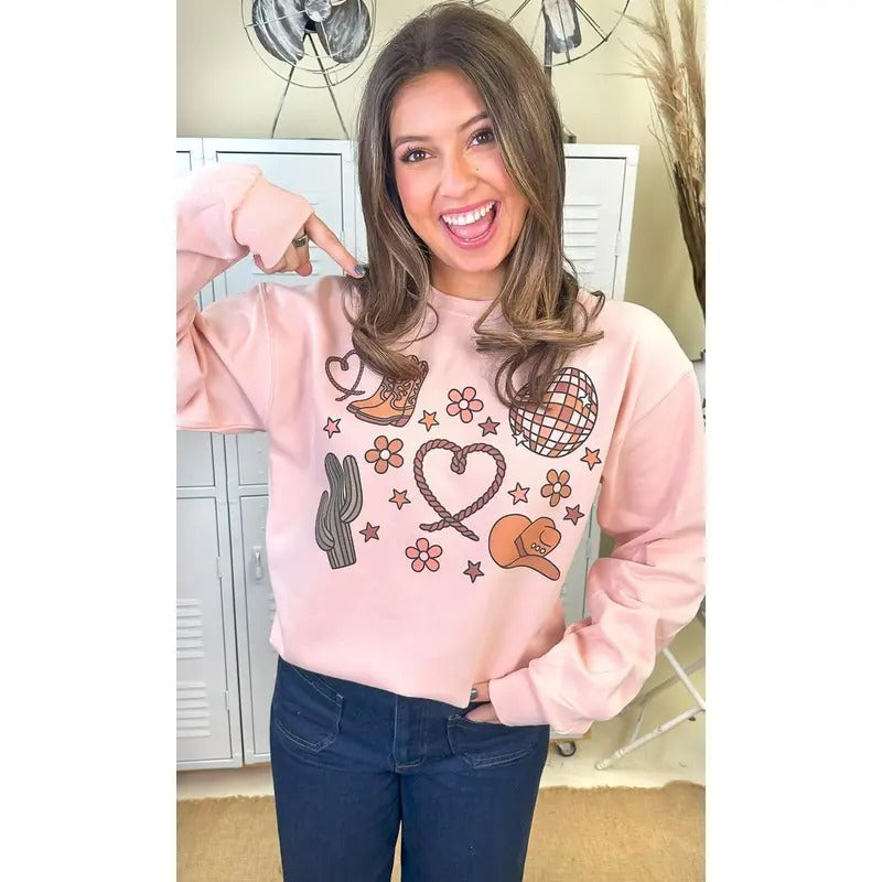 Howdy Heart Cowboy Graphic Sweatshirt T-Shirts, Hoodie | TeeBloomCo.com