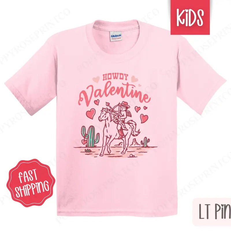Howdy Valentine Kids Shirt - Valentine's Day Children's Tshirt - Youth Tee Gildan Hoodie, Sweatshirt | TeeBloomCo.com