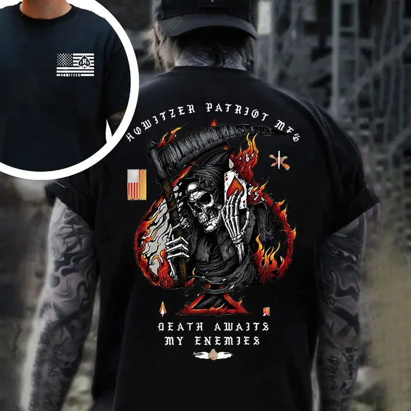 Howitzer Patriot MFG Death Awaits My Enemies 2 Side Printed T-shirt - Crewneck Sweatshirt