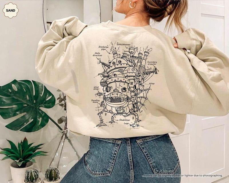 Howl's Moving Castle Sweatshirt, Studio Ghibli Hoodie, Anime Lover Gifts, My Neighbor Totoro Sweatshirt, Spirited Away...