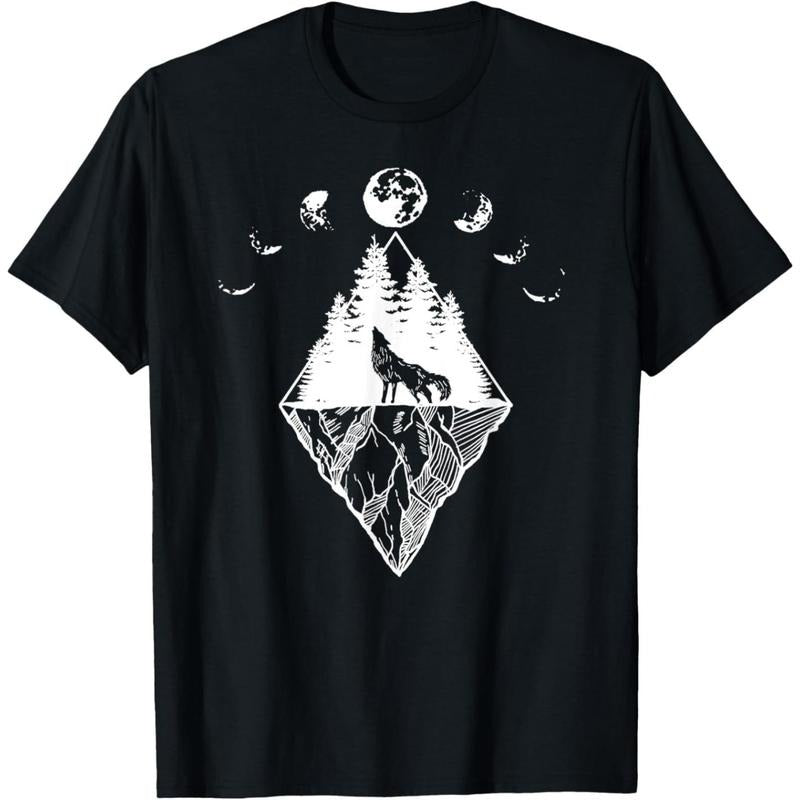 Howling Wolf Phases Of The Moon T-Shirt  made in usa Hoodie, Sweatshirt | TeeBloomCo.com