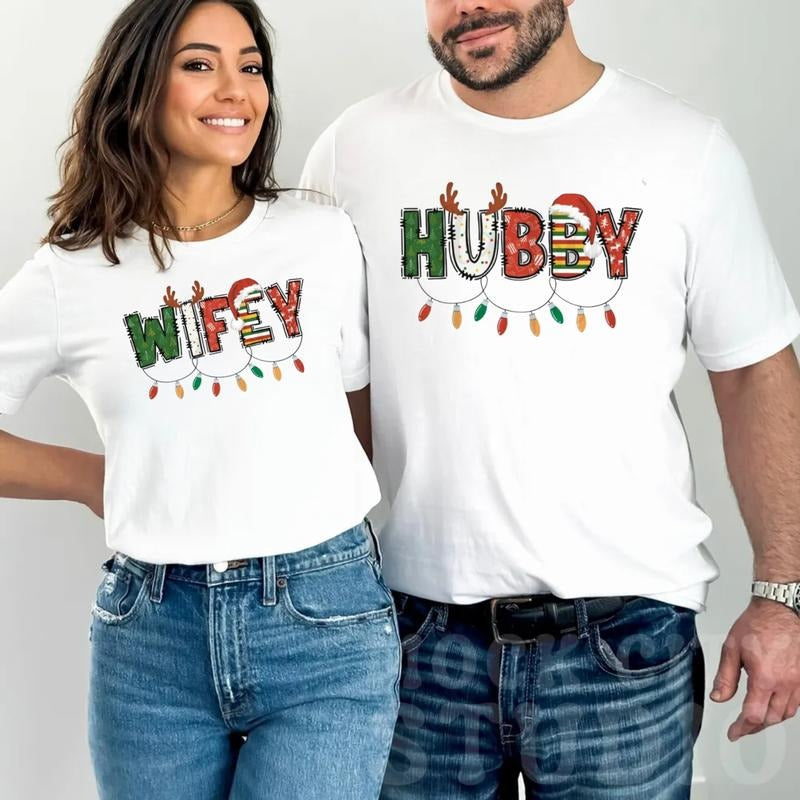 Hubby, Wifey Christmas Family Matching Shirt, Husband And Wife Couple Shirts, Christmas Gift Ideas, Unisex Short Sleeve...