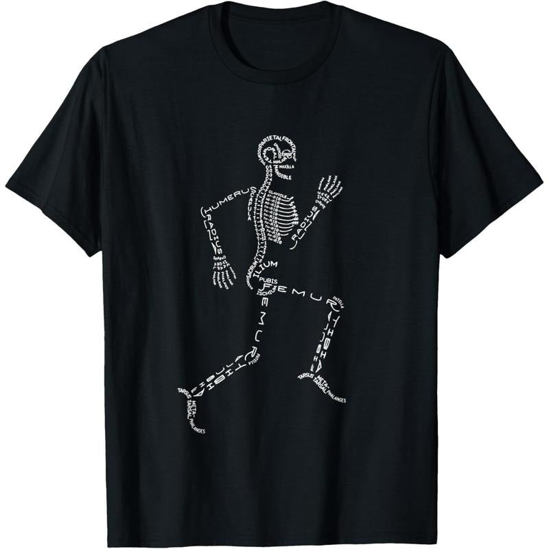 Human Skeleton Running Bone Names Anatomy Labels for Geeks T-Shirt made in usa Hoodie, Sweatshirt | TeeBloomCo.com
