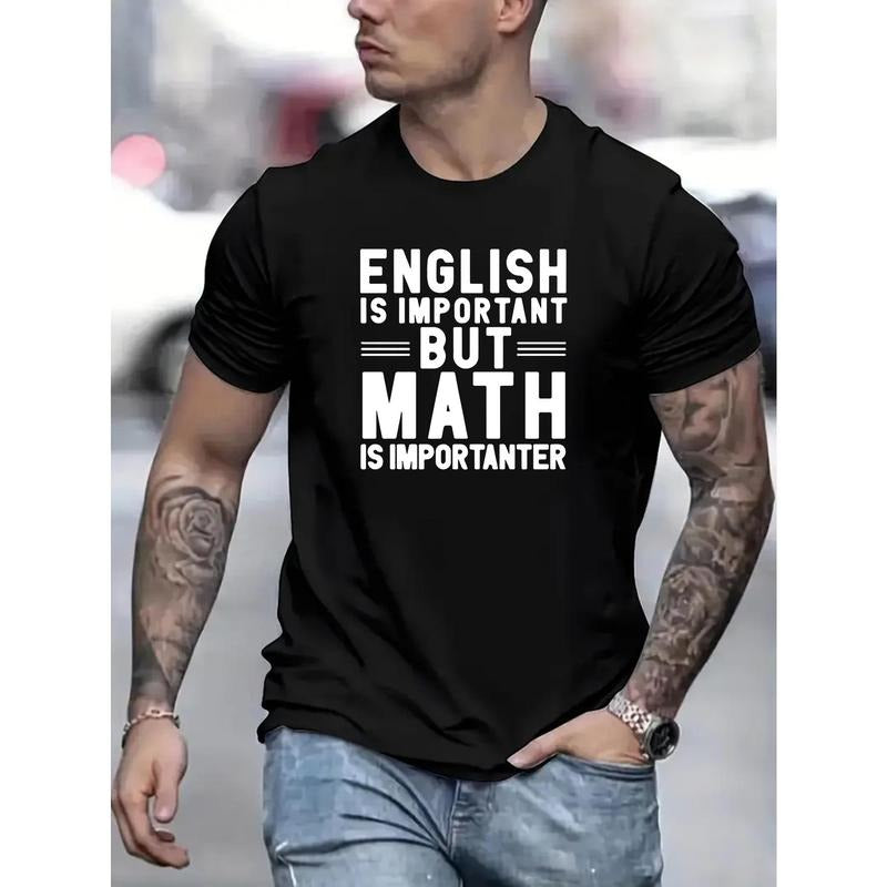 Humorous Math Lover Print Tee - Men's Casual Short Sleeve T-Shirt for Summer