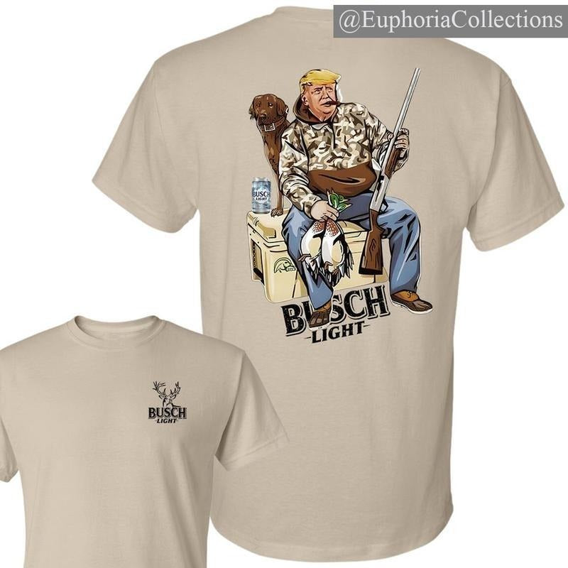 Hunter #Trump With #Busch.Light Beer 2-Sided T-Shirt, #Trump and Your Hunt Dog, Hunting Season, T-shirt for Men, for...