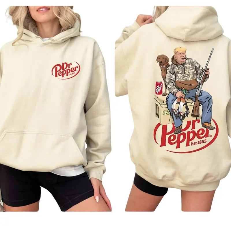 Hunter Trump With Dr Pepper Hoodie Sweatshirt T-shirt, Camo Hunter Trump Shirt, Hunting Dog Shirt, Election 2024 Gift,...
