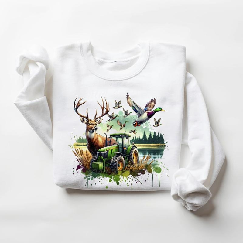 Hunting Farming Fishing Deer T-Shirt Sweatshirt Unisex Hoodie Hunting Season 2025 tee Cotton Womenswear | TeeBloomCo.com