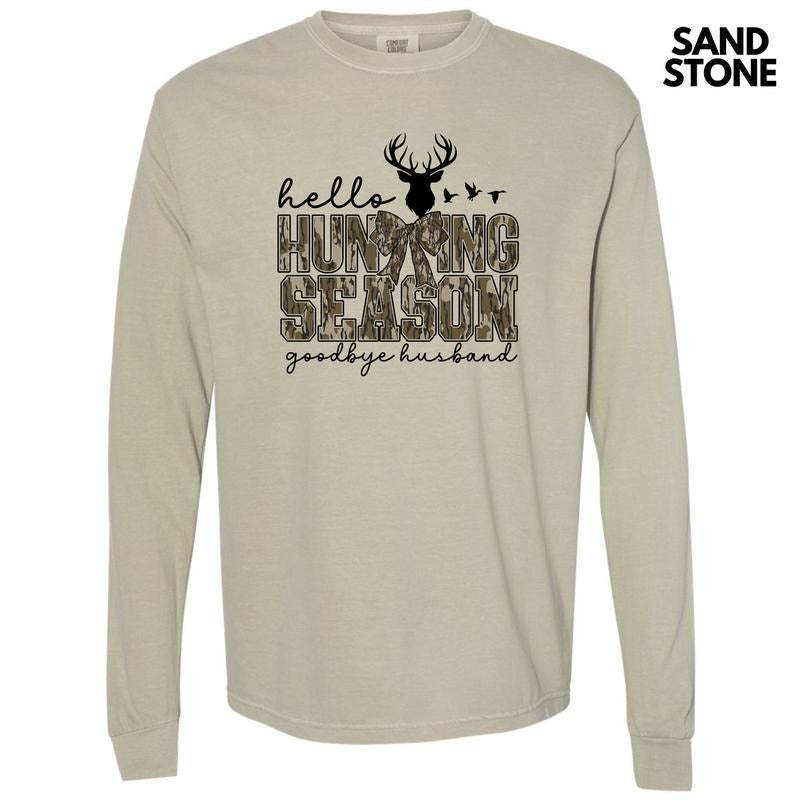 Hunting Season Husband Long Sleeve Comfort Colors T-Shirt 'NLB' Hoodie, Sweatshirt | TeeBloomCo.com