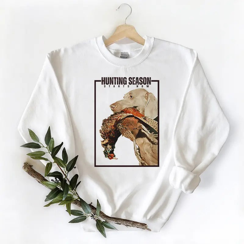 Hunting Season Stars Now Sweatshirt Dog Mallard Duck T-shirt, Hoodie, Unisex Nature Animal Lover, Husband, Wife, Men...