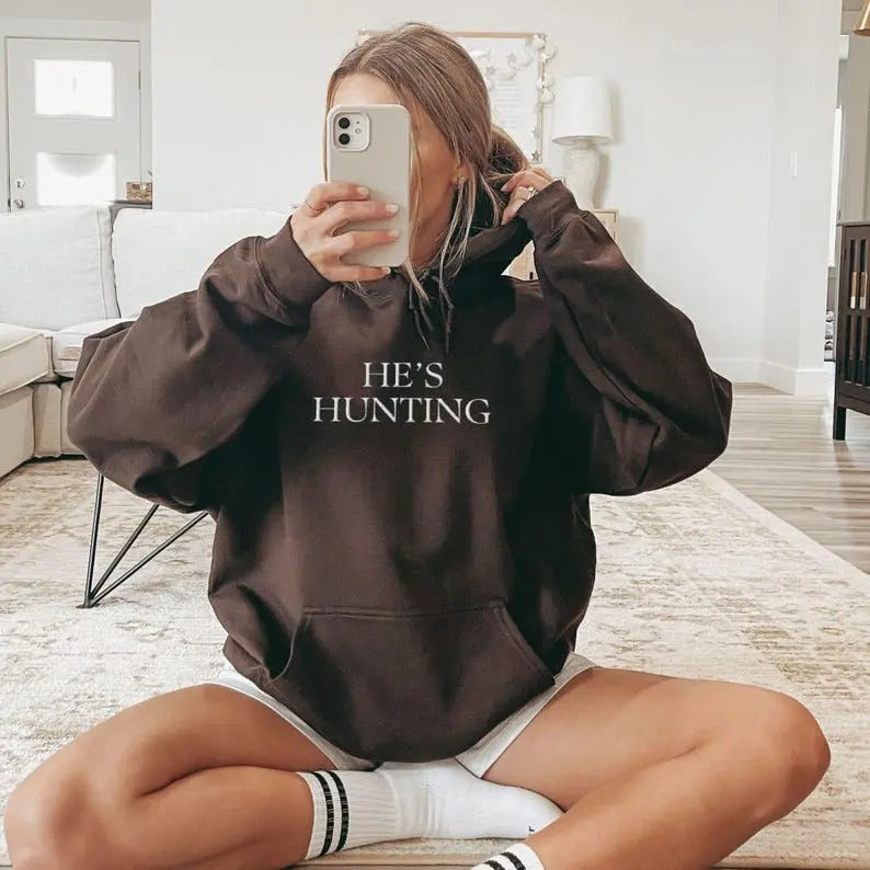 Hunting Sweatshirt, He's Hunting Shirt, Hunting Season Hoodie, Hunting Wife T shirt, Cow , Abandoned Hunting Wife Sweater